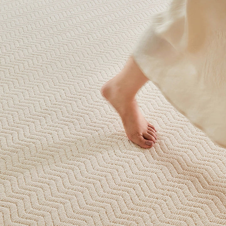 Moderner strukturierter Teppich aus Woll-, Baumwoll-Leinen-Mischung und Nylon im skandinavischen Stil für Wohnzimmer &amp; Schlafzimmer, rutschfester Plüschteppich 