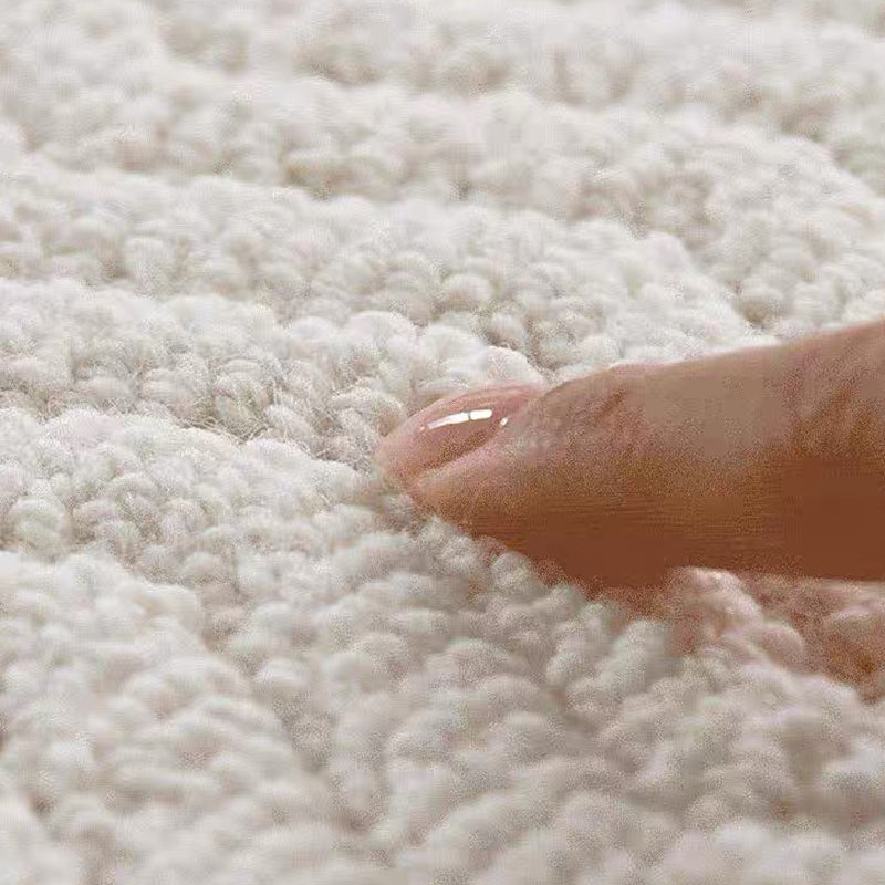 Moderner strukturierter Teppich aus Woll-, Baumwoll-Leinen-Mischung und Nylon im skandinavischen Stil für Wohnzimmer &amp; Schlafzimmer, rutschfester Plüschteppich 