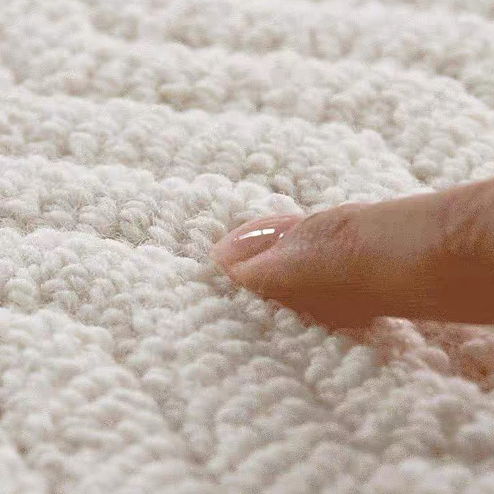 Moderner strukturierter Teppich aus Woll-, Baumwoll-Leinen-Mischung und Nylon im skandinavischen Stil für Wohnzimmer &amp; Schlafzimmer, rutschfester Plüschteppich 