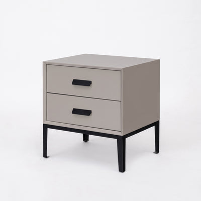 Modern Minimalist E1 MDF Iron Rectangular Nightstand With 2 Drawers Storage - Compact Bedside Table For Bedroom