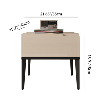 Modern Minimalist E1 MDF Nightstand 1-Drawer With Iron Legs For Bedroom