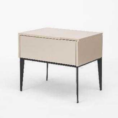 Modern Minimalist E1 MDF Nightstand 1-Drawer With Iron Legs For Bedroom