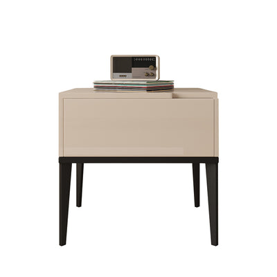 Modern Minimalist E1 MDF Nightstand 1-Drawer With Iron Legs For Bedroom
