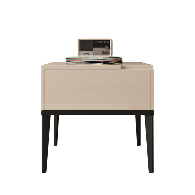 Modern Minimalist E1 MDF Nightstand 1-Drawer With Iron Legs For Bedroom