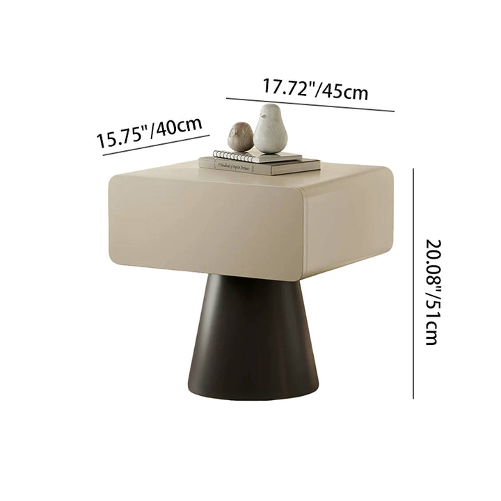 Modern Minimalist Rectangular–Cone Solid Wood & MDF Nightstand With 1 Drawer And Open Storage For Bedroom