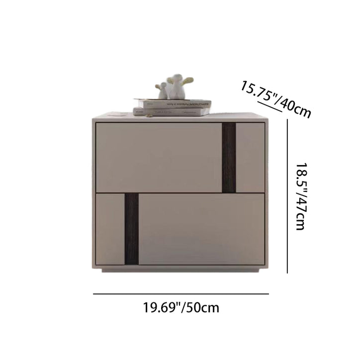 Modern Minimalist Rectangular Nightstand With 2 Drawers E1 MDF Featuring Smooth-Sliding Rails For Bedroom