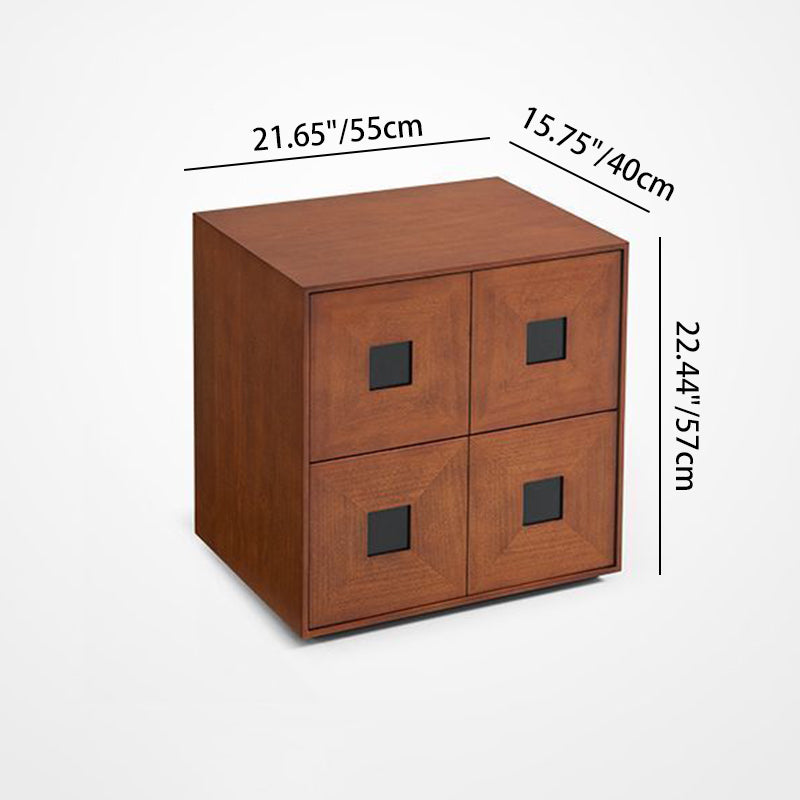 Contemporary Retro Solid Wood Plywood Storage Cabinet With 2 Drawers - Smooth Slides &amp; Compact Design For Living Room &amp; Bedroom
