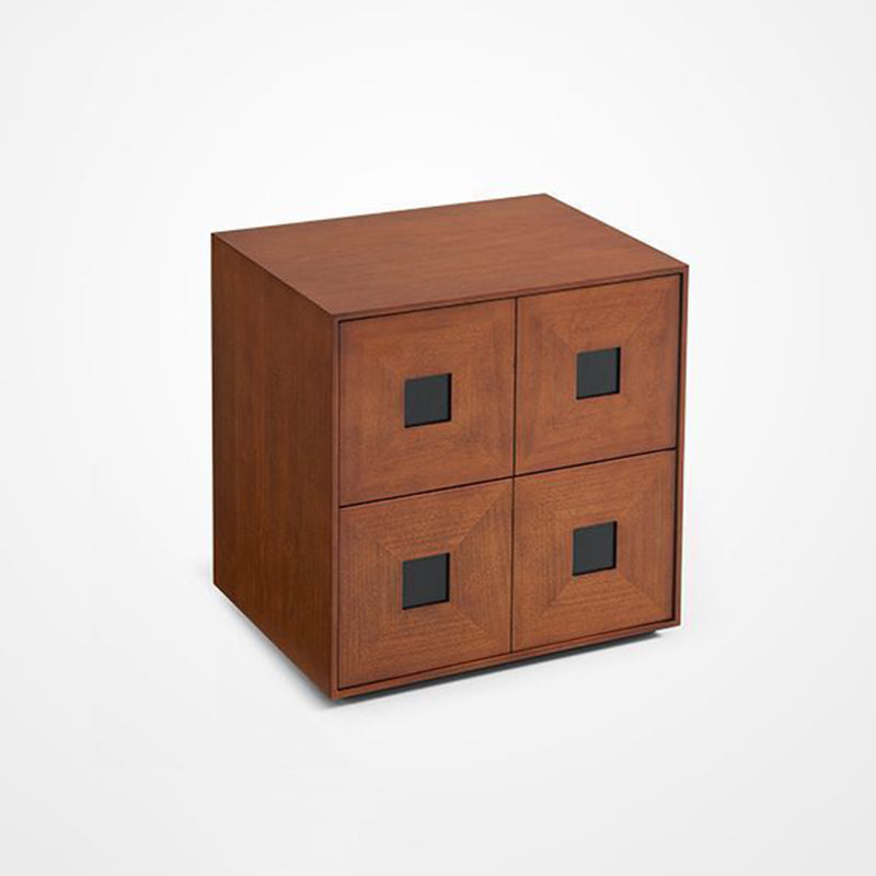 Contemporary Retro Solid Wood Plywood Storage Cabinet With 2 Drawers - Smooth Slides &amp; Compact Design For Living Room &amp; Bedroom