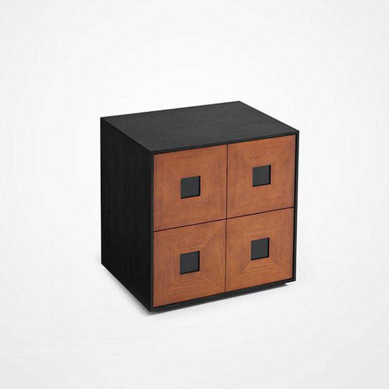 Contemporary Retro Solid Wood Plywood Storage Cabinet With 2 Drawers - Smooth Slides &amp; Compact Design For Living Room &amp; Bedroom