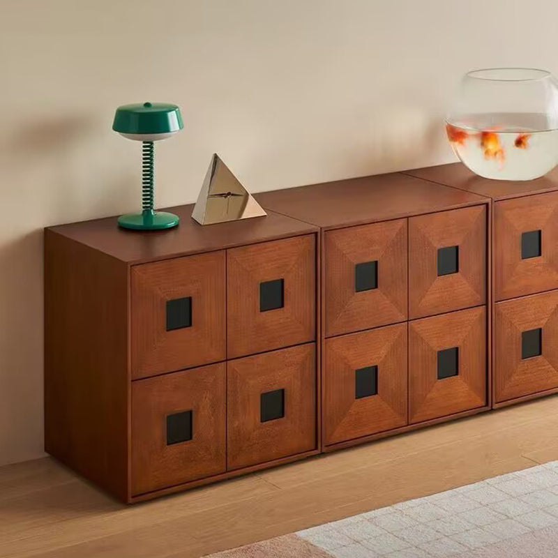 Contemporary Retro Solid Wood Plywood Storage Cabinet With 2 Drawers - Smooth Slides &amp; Compact Design For Living Room &amp; Bedroom