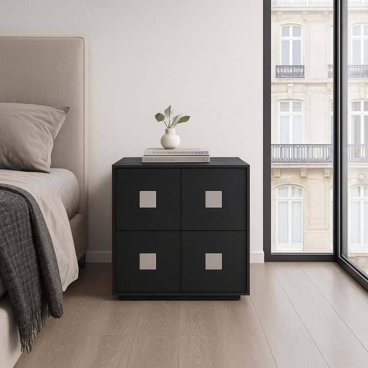 Contemporary Retro Solid Wood Plywood Storage Cabinet With 2 Drawers - Smooth Slides &amp; Compact Design For Living Room &amp; Bedroom