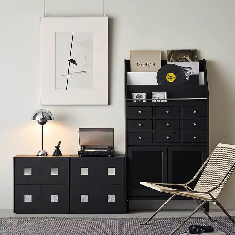 Contemporary Retro Solid Wood Plywood Storage Cabinet With 2 Drawers - Smooth Slides &amp; Compact Design For Living Room &amp; Bedroom