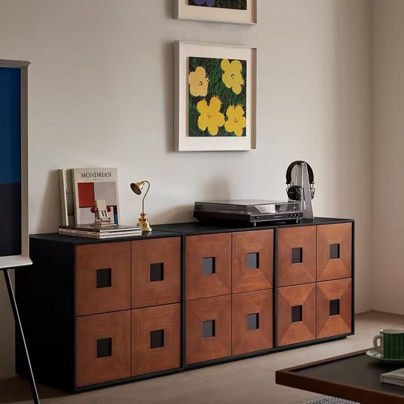 Contemporary Retro Solid Wood Plywood Storage Cabinet With 2 Drawers - Smooth Slides &amp; Compact Design For Living Room &amp; Bedroom