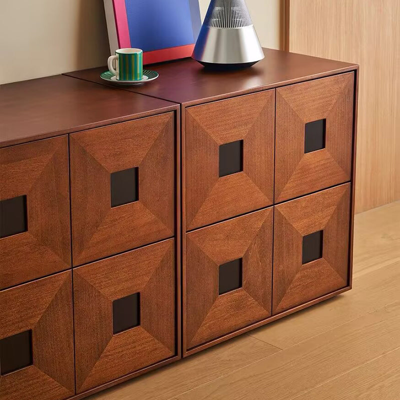 Contemporary Retro Solid Wood Plywood Storage Cabinet With 2 Drawers - Smooth Slides &amp; Compact Design For Living Room &amp; Bedroom
