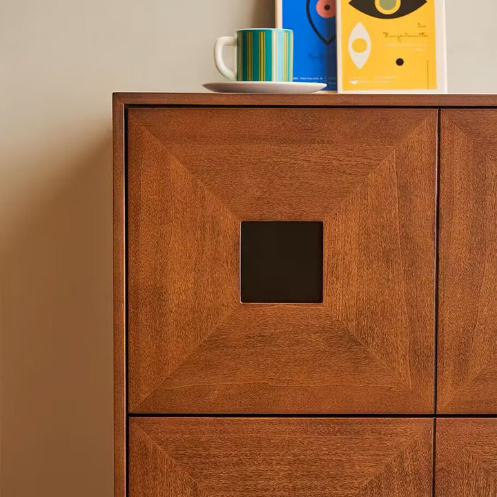 Contemporary Retro Solid Wood Plywood Storage Cabinet With 2 Drawers - Smooth Slides &amp; Compact Design For Living Room &amp; Bedroom