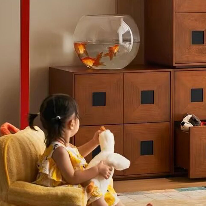 Contemporary Retro Solid Wood Plywood Storage Cabinet With 2 Drawers - Smooth Slides &amp; Compact Design For Living Room &amp; Bedroom