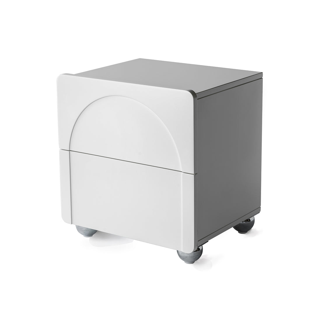 Modern Minimalist Rectangular Nightstand With 2 Drawers E1 Eco-Friendly MDF Rounded Corners &amp; Plastic Base For Bedroom