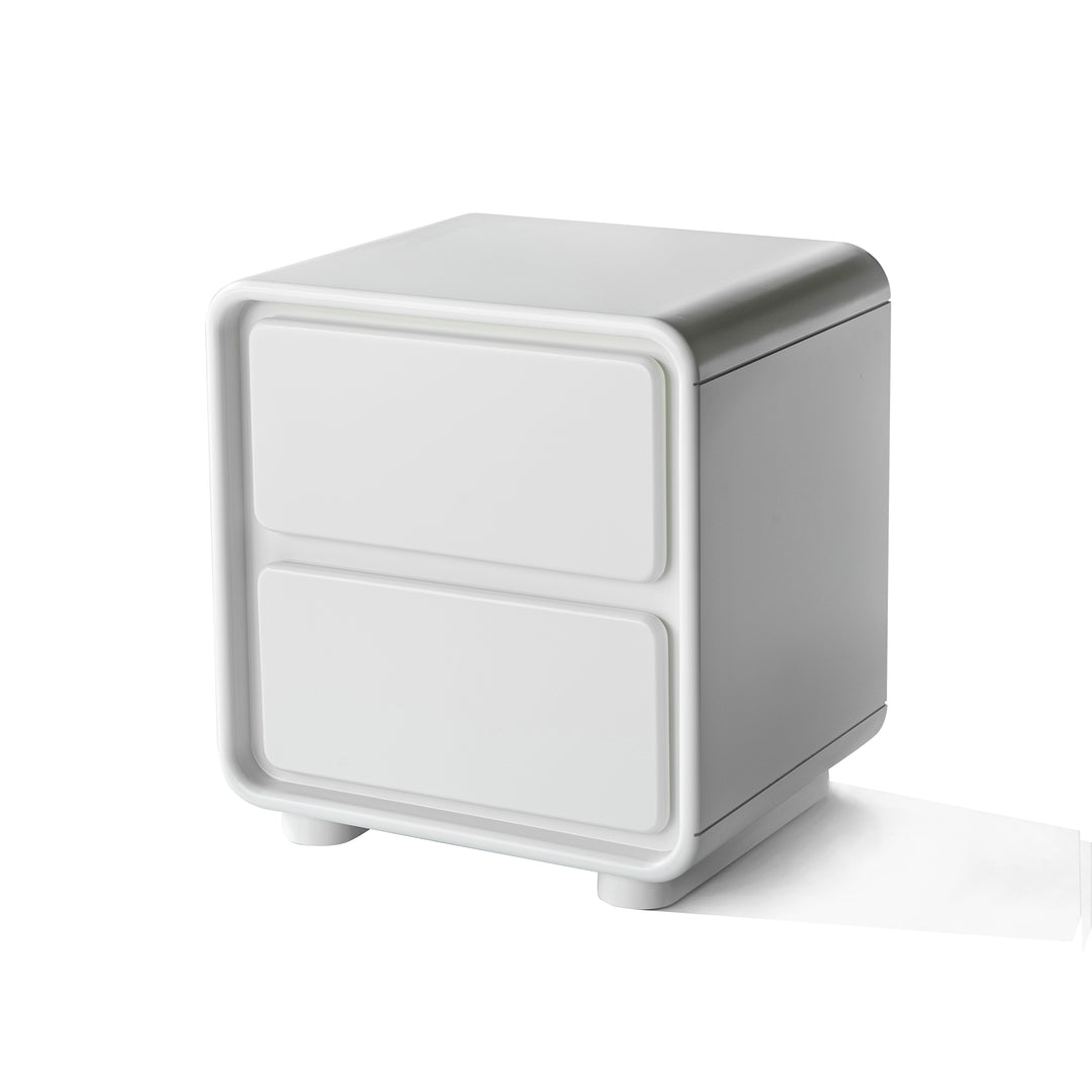 Modern Minimalist Rectangular Nightstand With 2 Drawers E1 Eco-Friendly MDF Smooth Slides Rounded Corners For Bedroom Storage