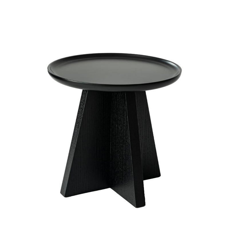 Table d’appoint ronde minimaliste moderne avec rebord surélevé - Bois multicouche massif et MDF E1 pour salon et chambre 