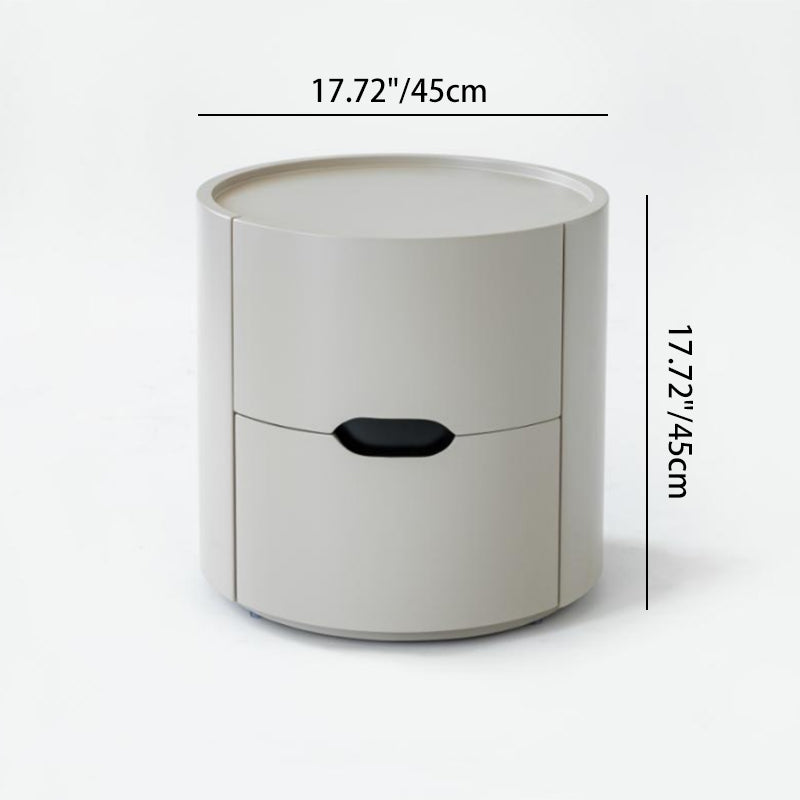 Modern Minimalist Cylinder Plywood &amp; E1 MDF Nightstand With Double Storage Drawers And Protective Raised Rim For Bedroom