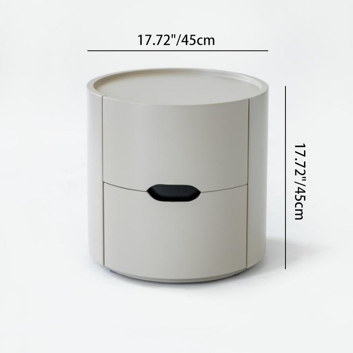 Modern Minimalist Cylinder Plywood & E1 MDF Nightstand With Double Storage Drawers And Protective Raised Rim For Bedroom
