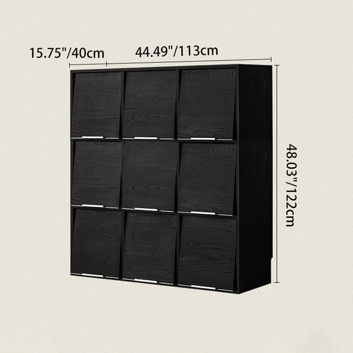 Modern Minimalist Flip-Up Door Storage Cabinet - Multi-Layer Solid Wood, Floor-Standing Organizer For Living Room