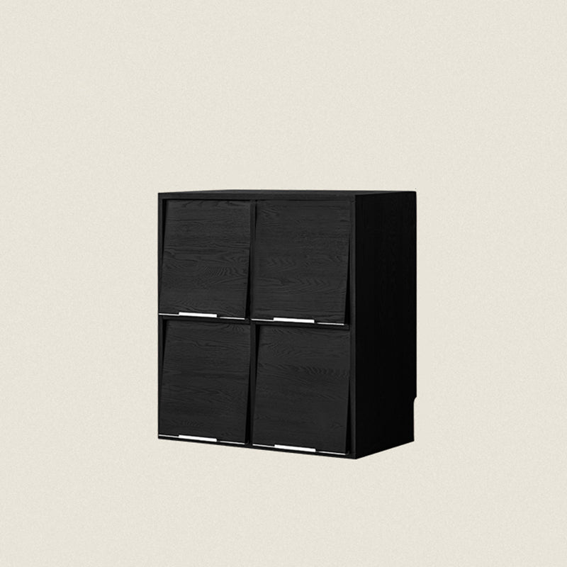 Modern Minimalist Flip-Up Door Storage Cabinet - Multi-Layer Solid Wood, Floor-Standing Organizer For Living Room
