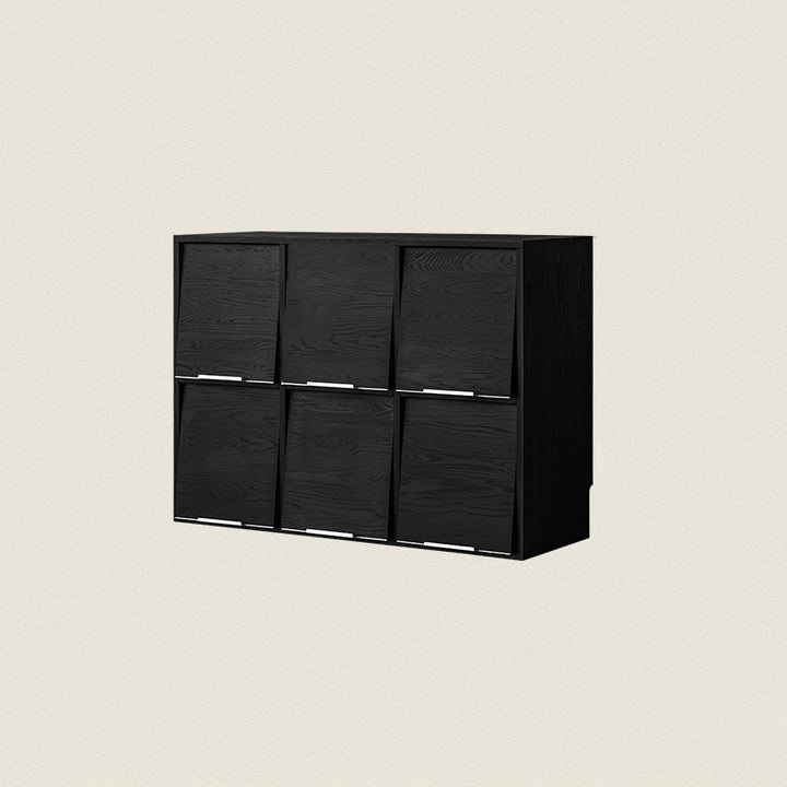 Modern Minimalist Flip-Up Door Storage Cabinet - Multi-Layer Solid Wood, Floor-Standing Organizer For Living Room