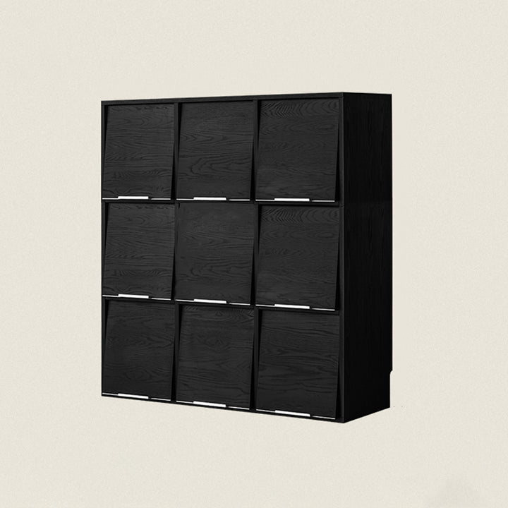 Modern Minimalist Flip-Up Door Storage Cabinet - Multi-Layer Solid Wood, Floor-Standing Organizer For Living Room