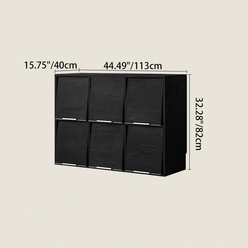 Modern Minimalist Flip-Up Door Storage Cabinet - Multi-Layer Solid Wood, Floor-Standing Organizer For Living Room