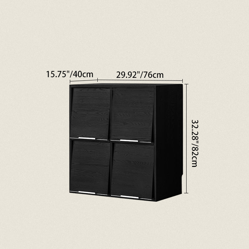 Modern Minimalist Flip-Up Door Storage Cabinet - Multi-Layer Solid Wood, Floor-Standing Organizer For Living Room