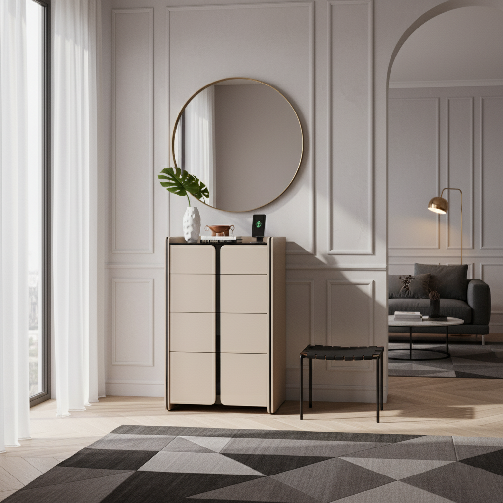 Modern Minimalist Storage Cabinet With Drawers - E1 Eco-friendly MDF Sideboard For Living Room &amp; Bedroom