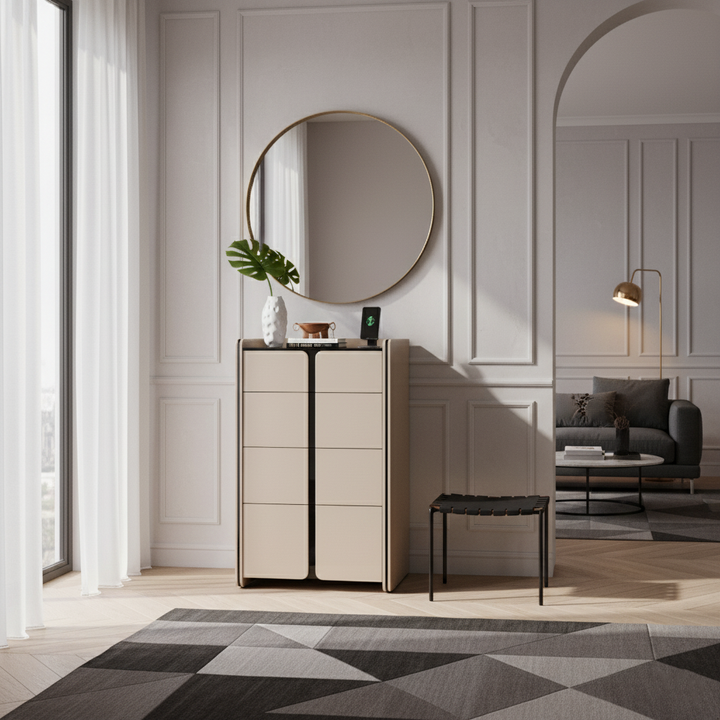 Modern Minimalist Storage Cabinet With Drawers - E1 Eco-friendly MDF Sideboard For Living Room &amp; Bedroom