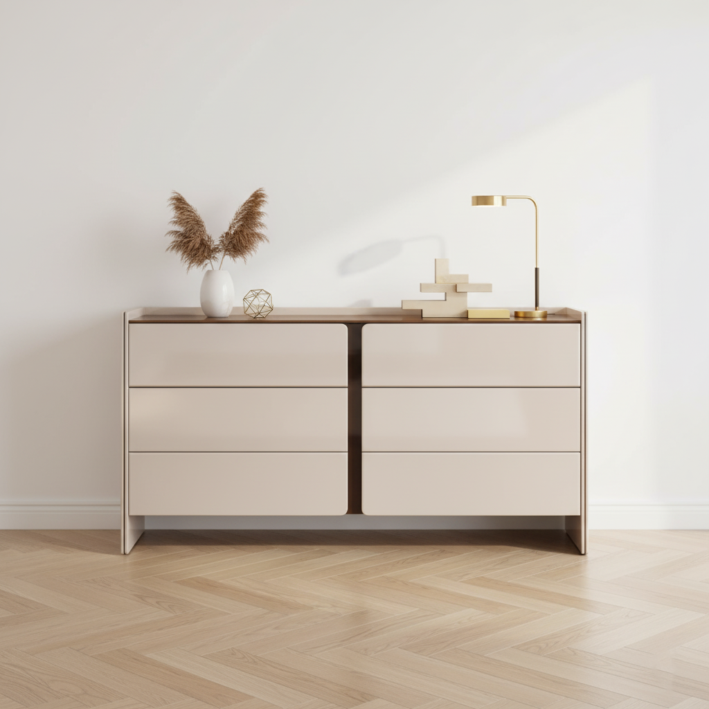 Modern Minimalist Storage Cabinet With Drawers - E1 Eco-friendly MDF Sideboard For Living Room &amp; Bedroom