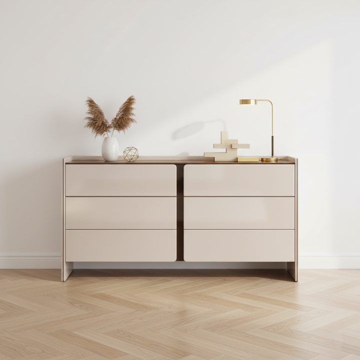 Modern Minimalist Storage Cabinet With Drawers - E1 Eco-friendly MDF Sideboard For Living Room &amp; Bedroom