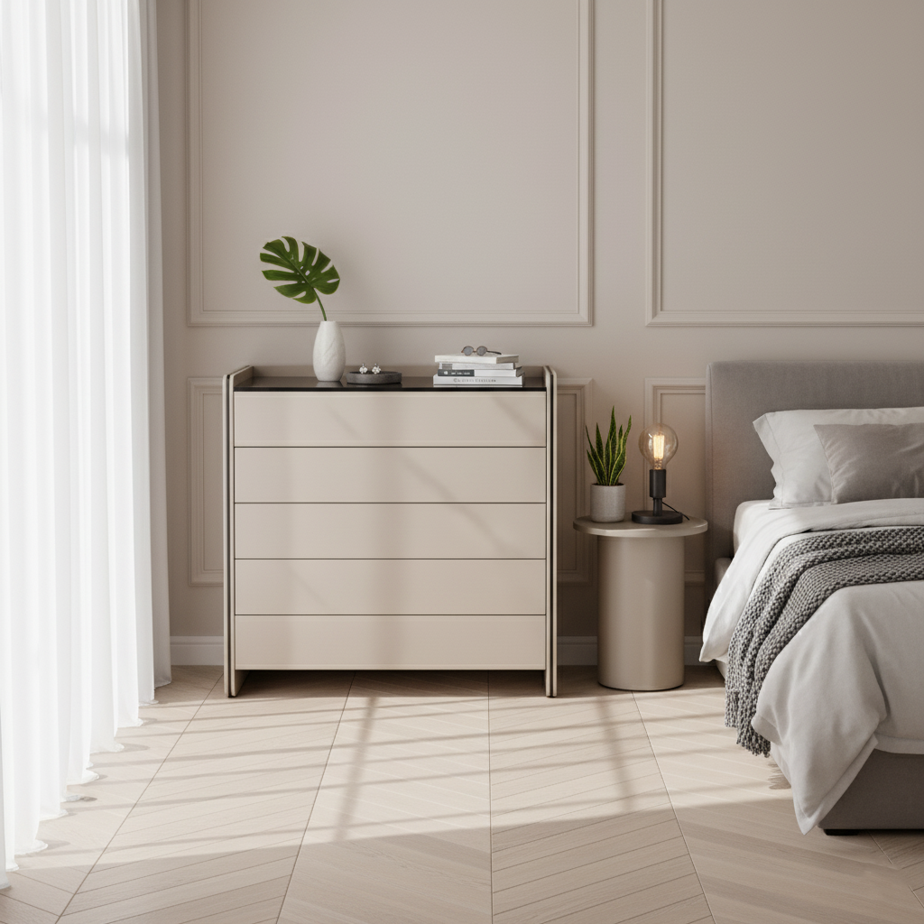 Modern Minimalist Storage Cabinet With Drawers - E1 Eco-friendly MDF Sideboard For Living Room &amp; Bedroom