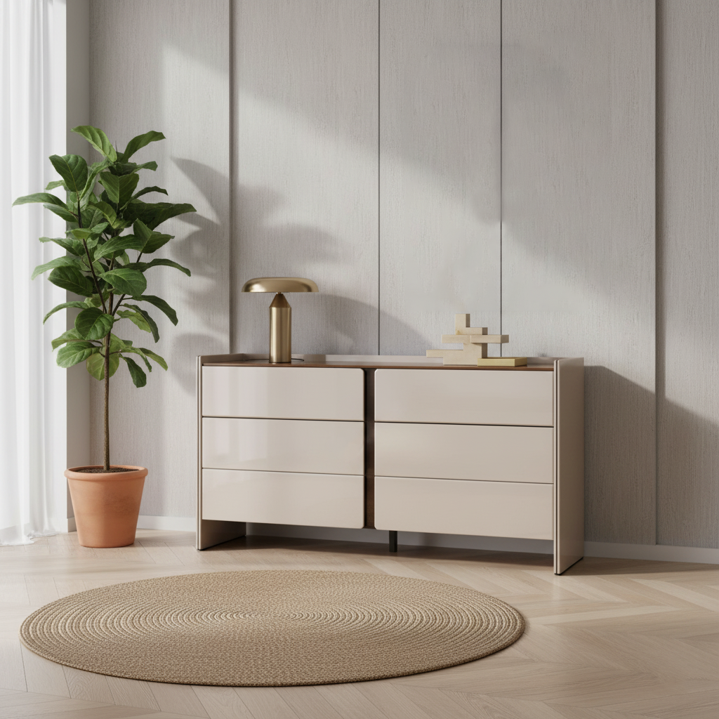 Modern Minimalist Storage Cabinet With Drawers - E1 Eco-friendly MDF Sideboard For Living Room &amp; Bedroom