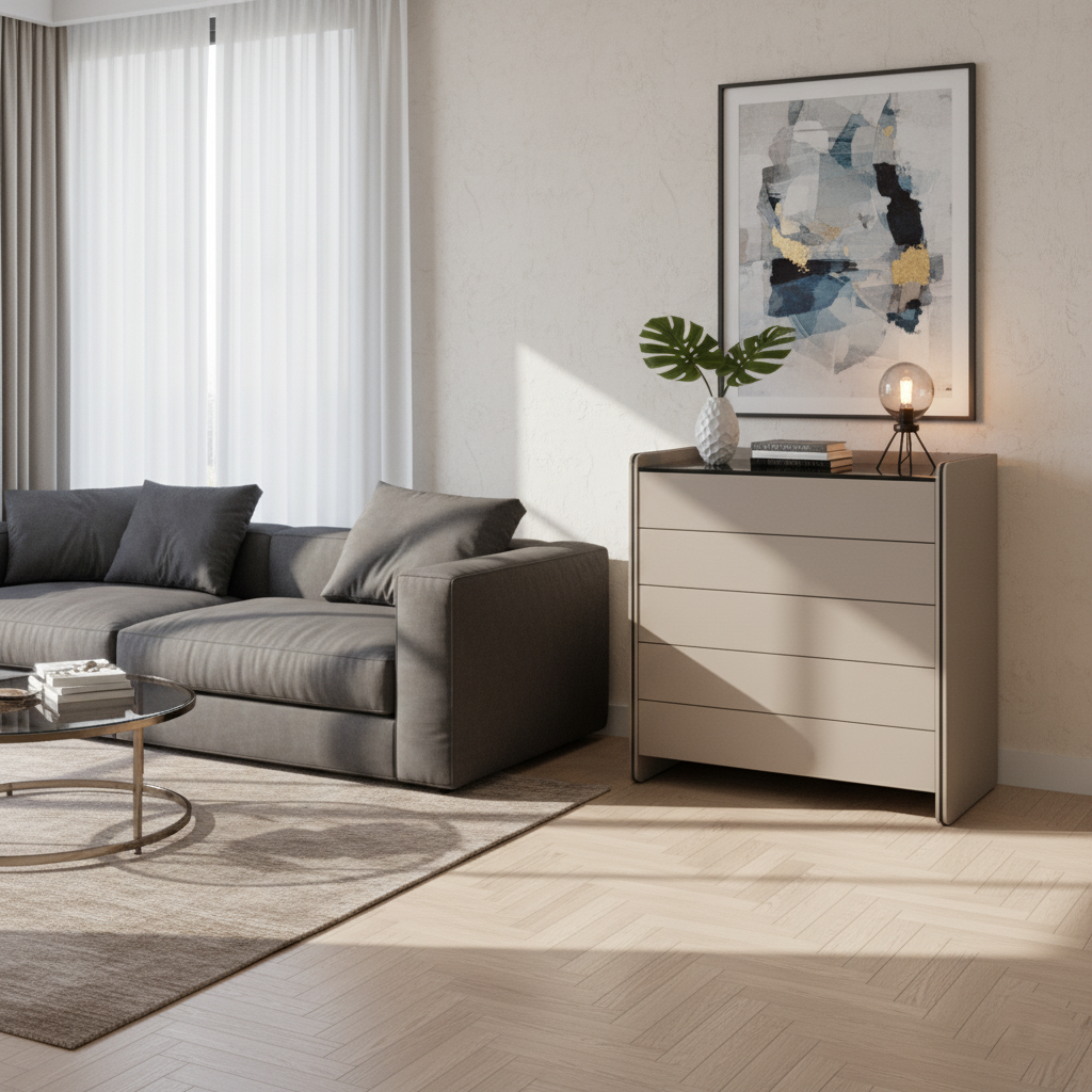 Modern Minimalist Storage Cabinet With Drawers - E1 Eco-friendly MDF Sideboard For Living Room &amp; Bedroom
