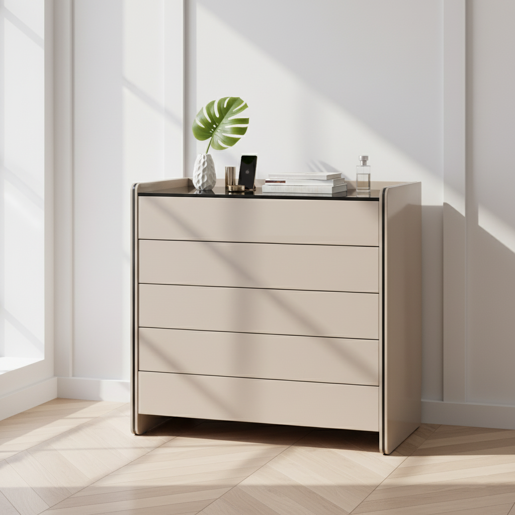 Modern Minimalist Storage Cabinet With Drawers - E1 Eco-friendly MDF Sideboard For Living Room &amp; Bedroom