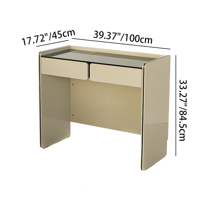Modern Minimalist E1 MDF Rectangular Makeup Vanity With 2 Drawers &amp; Raised Edge - Bedroom Storage Desk
