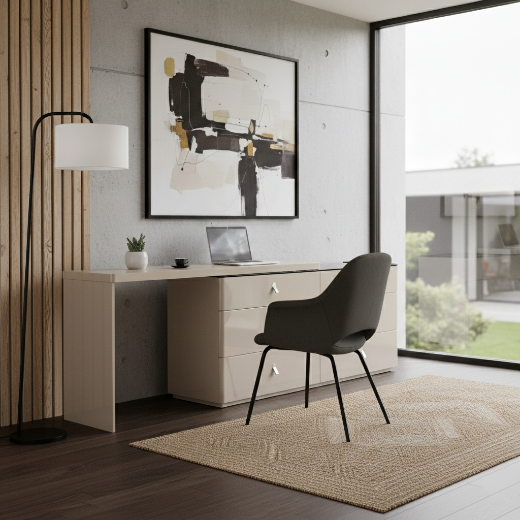 Moderner E1 MDF Aufbewahrungsschrank mit verstellbarer Länge und 6 Schubladen - Minimalistischer rechteckiger Schminktisch für Schlafzimmer &amp; Home Office 