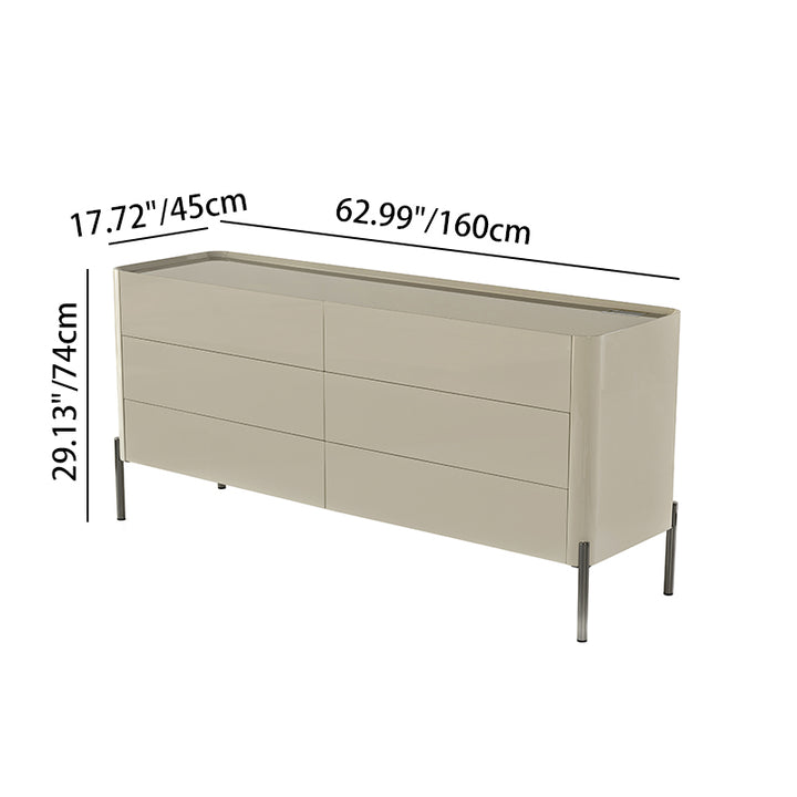 Modern Minimalist E1 MDF Storage Cabinet With Carbon Steel High Legs 5/6-Drawer For Bedroom &amp; Living Room Organization