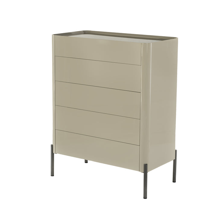 Modern Minimalist E1 MDF Storage Cabinet With Carbon Steel High Legs 5/6-Drawer For Bedroom &amp; Living Room Organization
