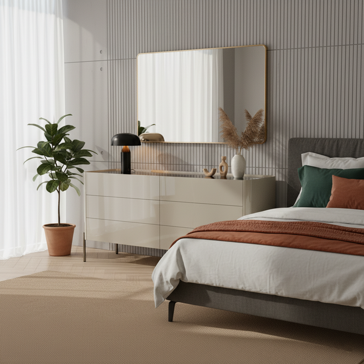 Modern Minimalist E1 MDF Storage Cabinet With Carbon Steel High Legs 5/6-Drawer For Bedroom &amp; Living Room Organization