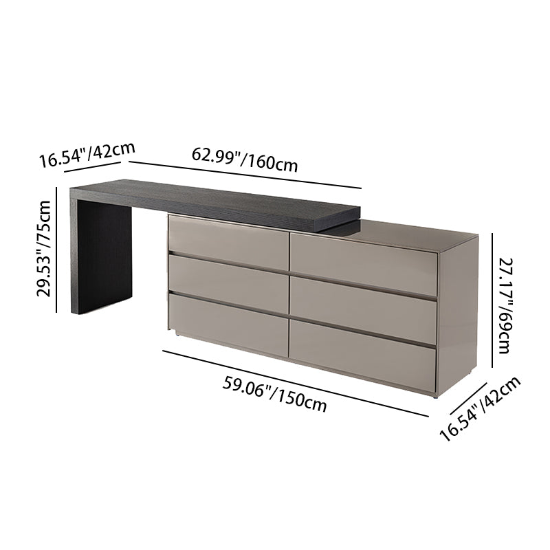 Modern Minimalist E1 MDF Makeup Vanity With 3/6-Drawer Storage Cabinet For Bedroom