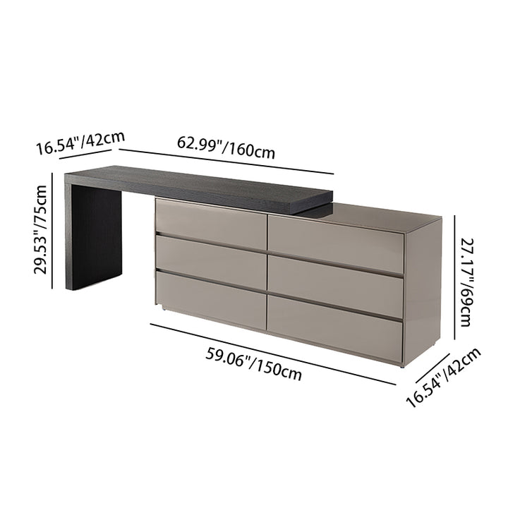 Modern Minimalist E1 MDF Makeup Vanity With 3/6-Drawer Storage Cabinet For Bedroom