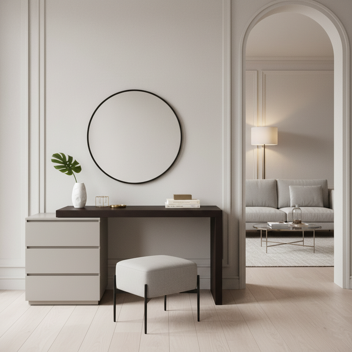 Modern Minimalist E1 MDF Makeup Vanity With 3/6-Drawer Storage Cabinet For Bedroom