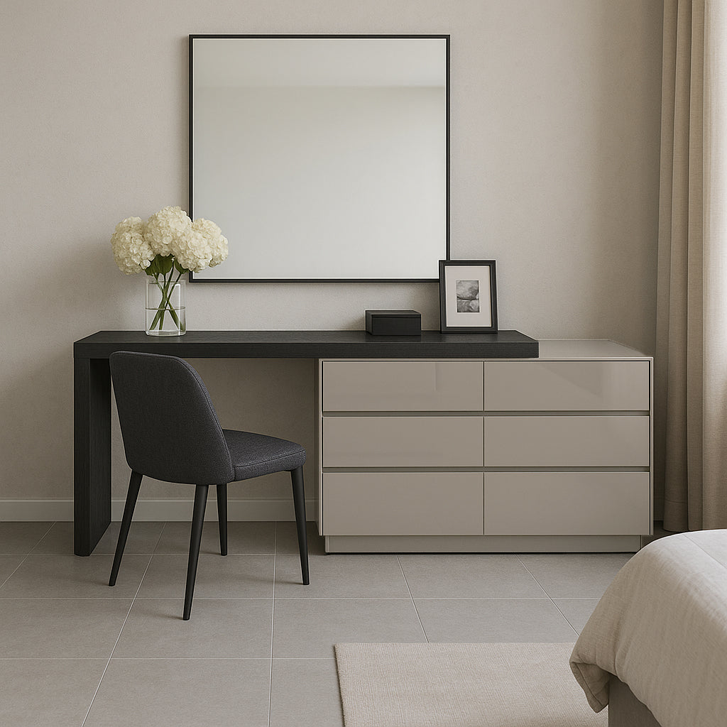 Modern Minimalist E1 MDF Makeup Vanity With 3/6-Drawer Storage Cabinet For Bedroom