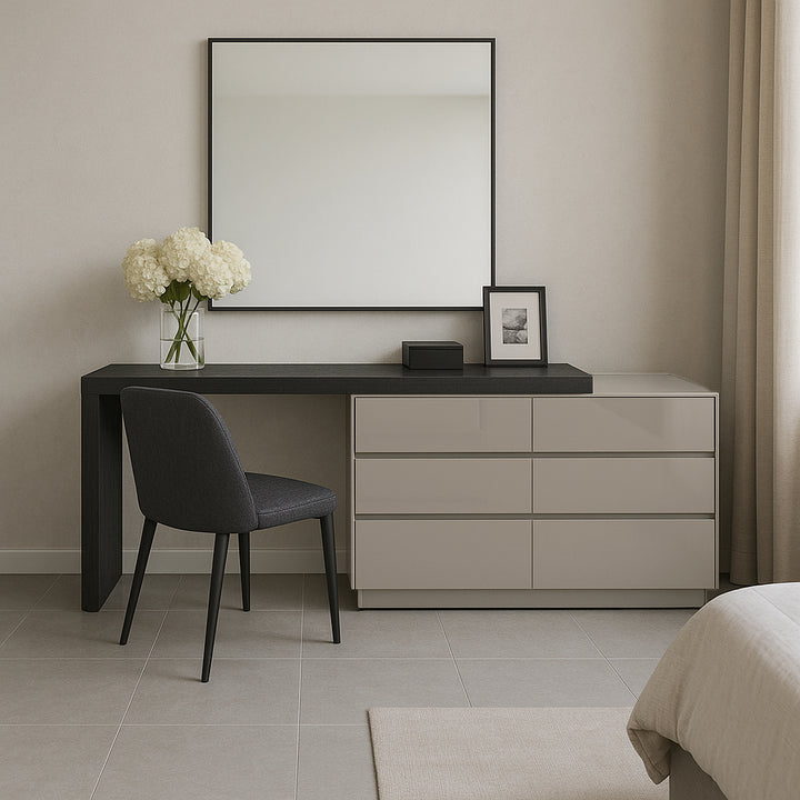 Modern Minimalist E1 MDF Makeup Vanity With 3/6-Drawer Storage Cabinet For Bedroom