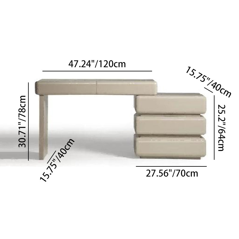 Modern Minimalist Khaki Makeup Vanity With 5/8-Drawer Chest - Solid Wood Plywood Dresser &amp; Makeup Desk For Bedroom